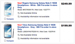 Samsung Galaxy Note II to cost $199.99 in Canada