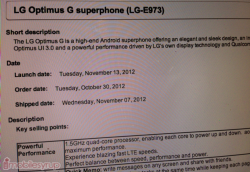 Bell to release LG Optimus G on November 13th